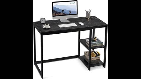 Review: SINPAID Computer Desk 40 inch Desk with 2-Tier Shelves Sturdy White Desk, Small Desk wi...