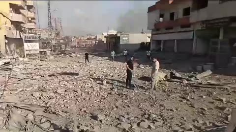 Aftermath of Israeli airstrike on a residential building in the Nabatieh distric