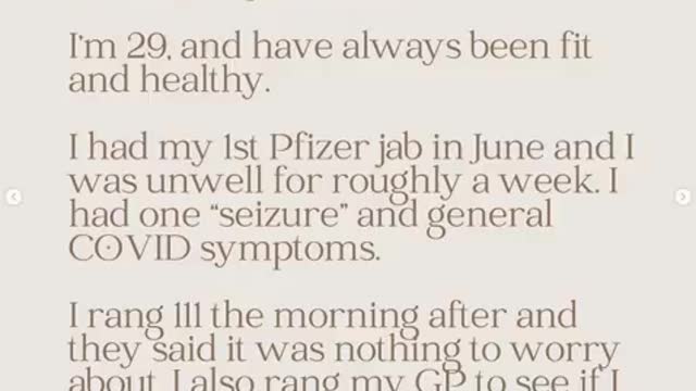 Felicity Jackson - Pfizer Severe Adverse Reaction