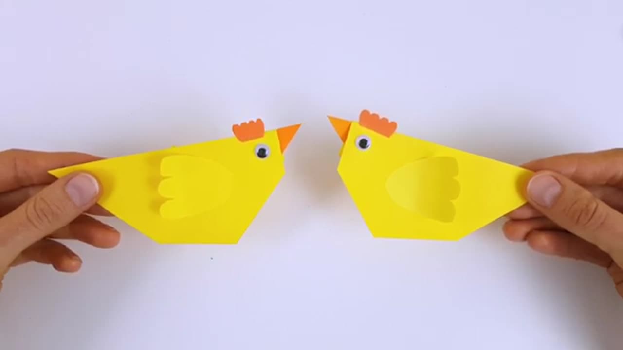 CHICKEN made of paper Simple EASTER crafts DIY Paper crafts for Easter