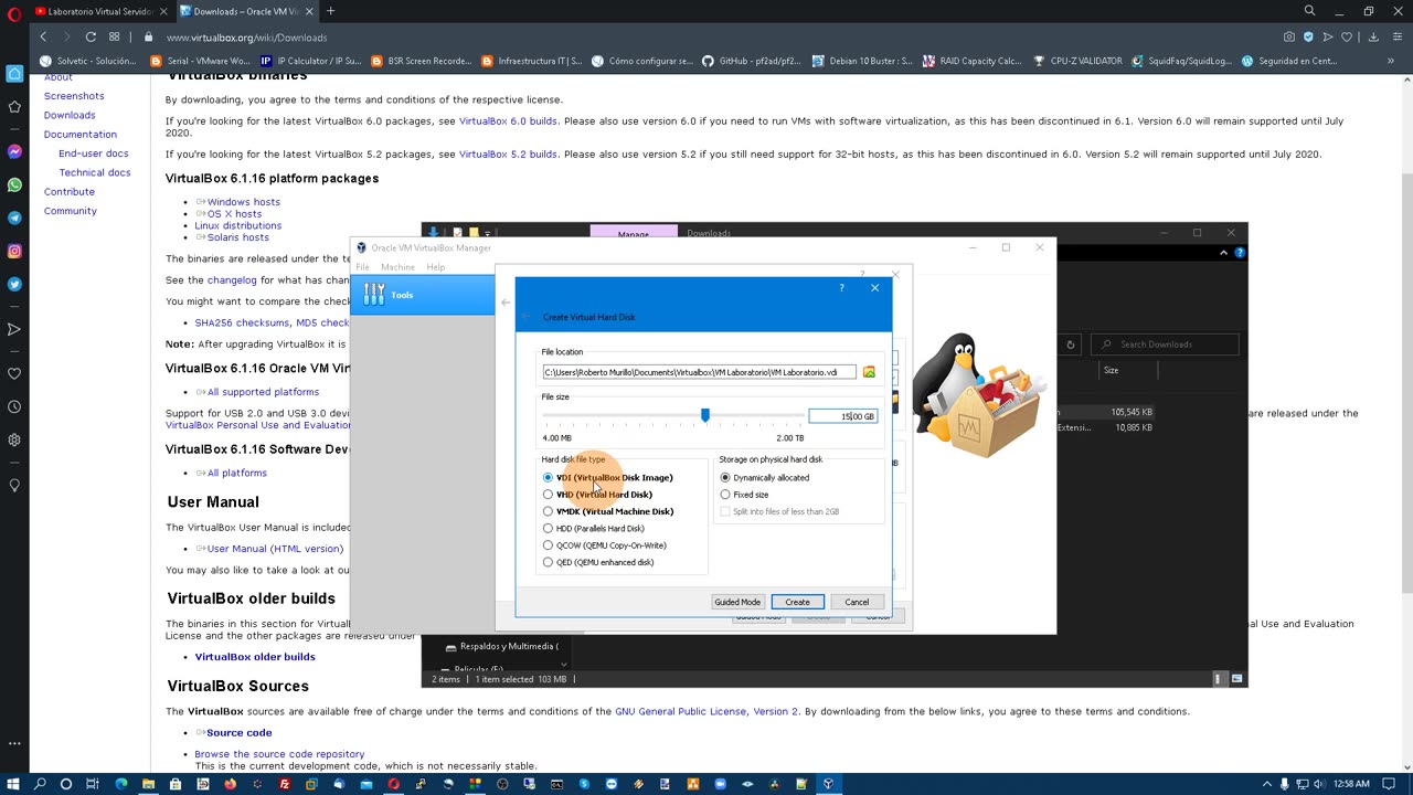 Instalación y Creación de Maquina Virtual con VirtualBox
