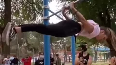 Horizontal bar girl