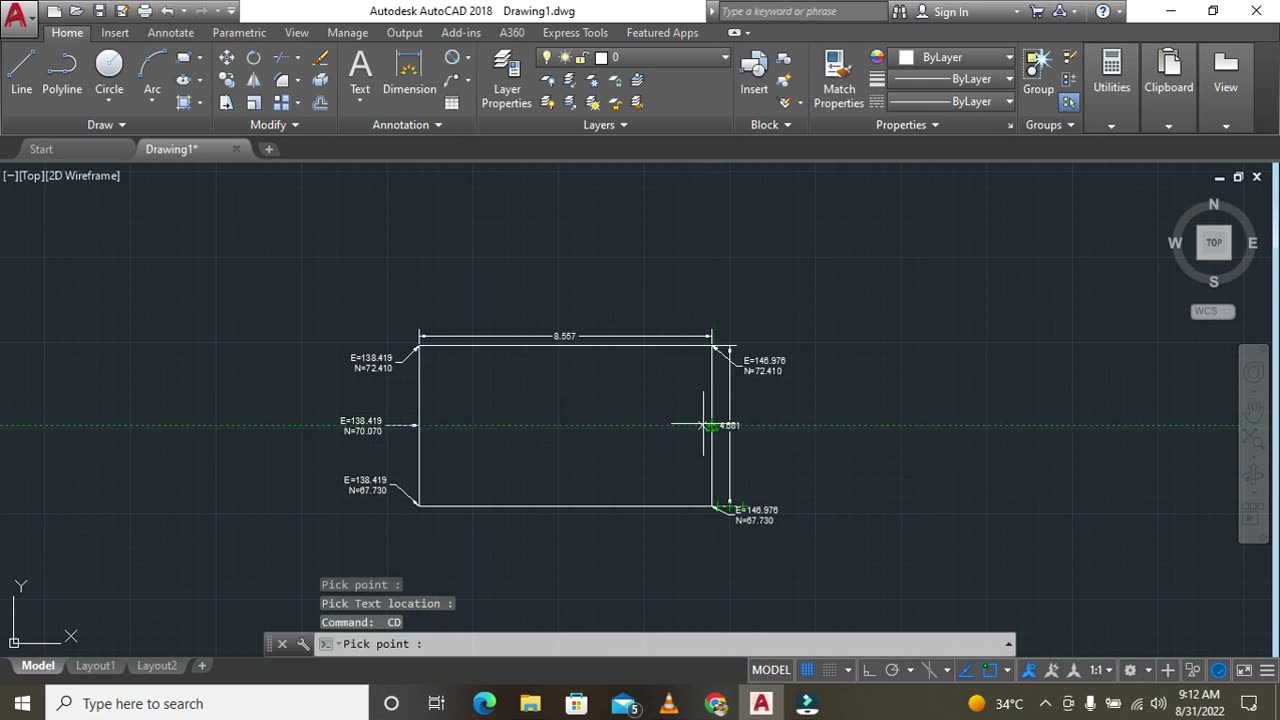 How to display coordinate in AutoCAd