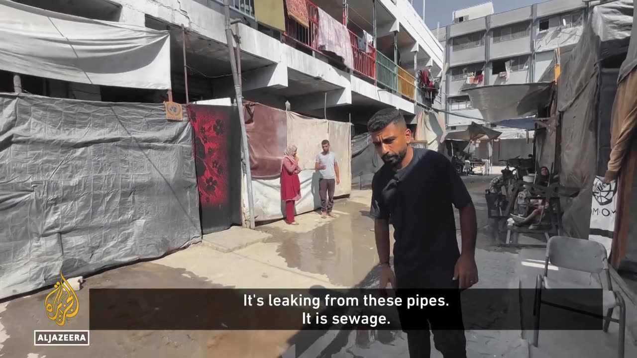 Voices of Gaza: Displaced people struggle with sewage and cramped living conditions