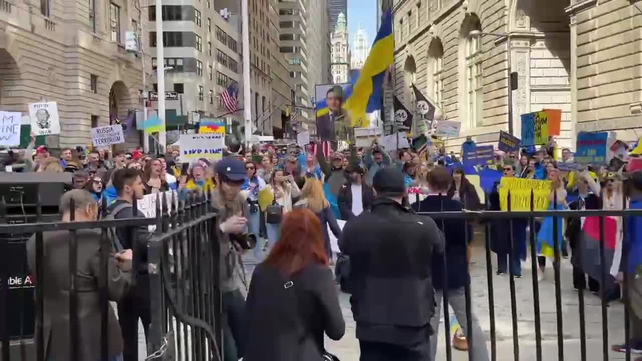 A RALLY IN SUPPORT OF UKRAINE IS TAKING PLACE IN NEW YORK