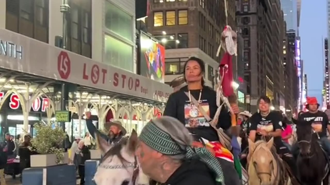 Native Americans including the Muwekma Ohlone tribe and many Lakota people protest