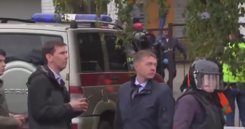 Scene Outside Of Russian School Where Gunman Killed 17 Before Taking His Own Life