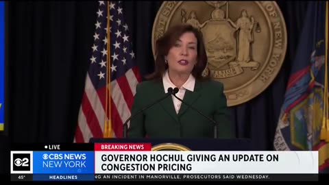 Hochul: I'm saving you 40% since the toll will be $9, not $15. (Current toll: $0)