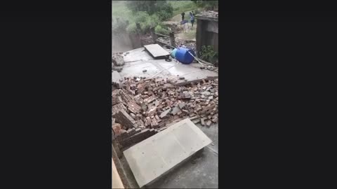 House destroyed by flood.