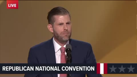 Eric Trump speaks at rnc national convention for his father Donald Trump 7/20/24