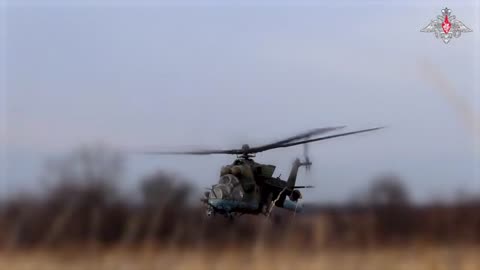 A Mi-35m helicopter of a joint tactical group fired air-to-surface missiles