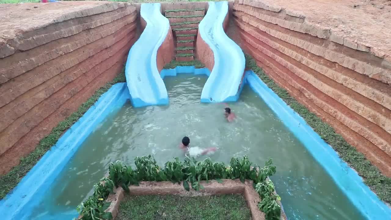 Spend 278 Days To Build A Dream Underground Water Slide Park Temple House