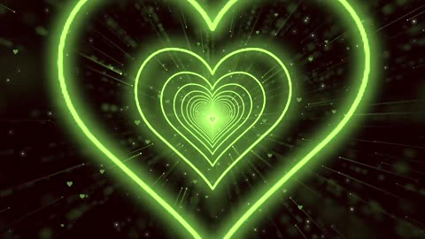 557. Heart Tunnel Background💚Green Neon Heart Heart Heart