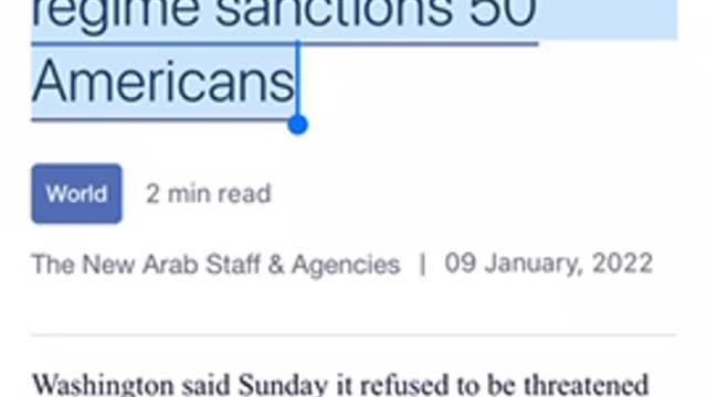 News 01/09/2022 US warns Iran after regime sanctions 50 Americans.