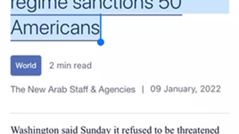 News 01/09/2022 US warns Iran after regime sanctions 50 Americans.