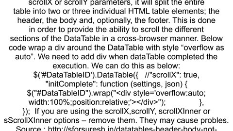 Header columns misaligned with DataTable when scrollX is enabled