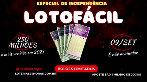 1 milhao de jogos da lotofacil da indepedencia 09/09/2023