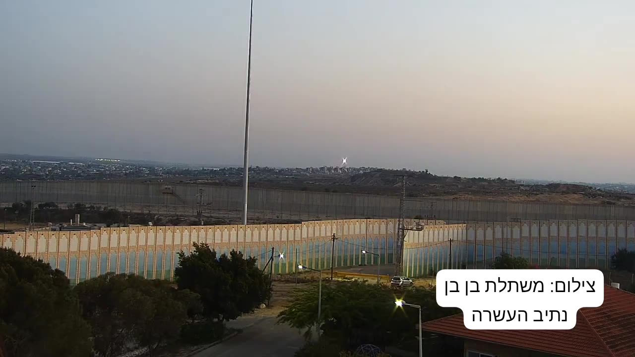 Surveillance camera footage shows two rockets launched from the Gaza Strip at