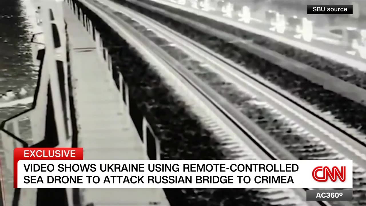 Footage of Ukrainian maritime drone strike on Crimean bridge emerges