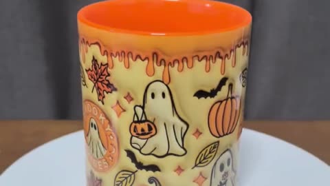 Halloween Pumpkin & Ghost Ceramic Coffee Mug