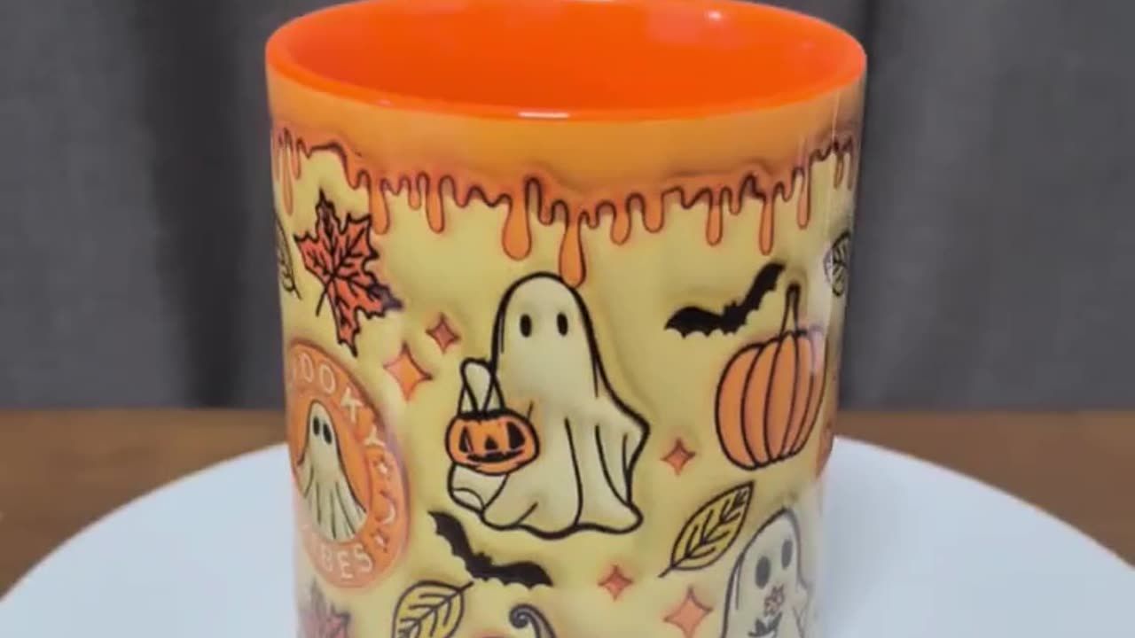 Halloween Pumpkin & Ghost Ceramic Coffee Mug