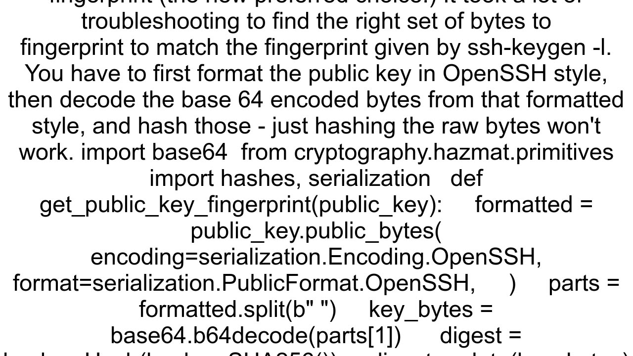 Deriving an SSH Fingerprint from a Public Key in Python