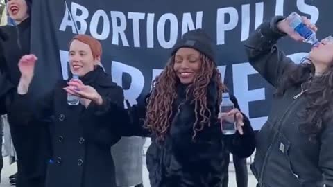 Deranged Abortion Activists Eat Abortion Pills Outside Supreme Court As Roe v. Wade Challenged