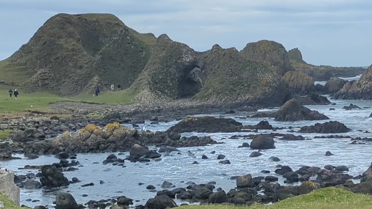 Ballintoy coastal arch,harbour and cottage