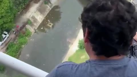 Fishing . Unusual home delivery of fish.