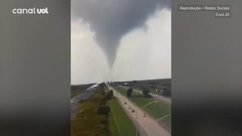 Hurricane Milton Unleashes Tornado on Florida Street - Shocking Moment Caught on Video