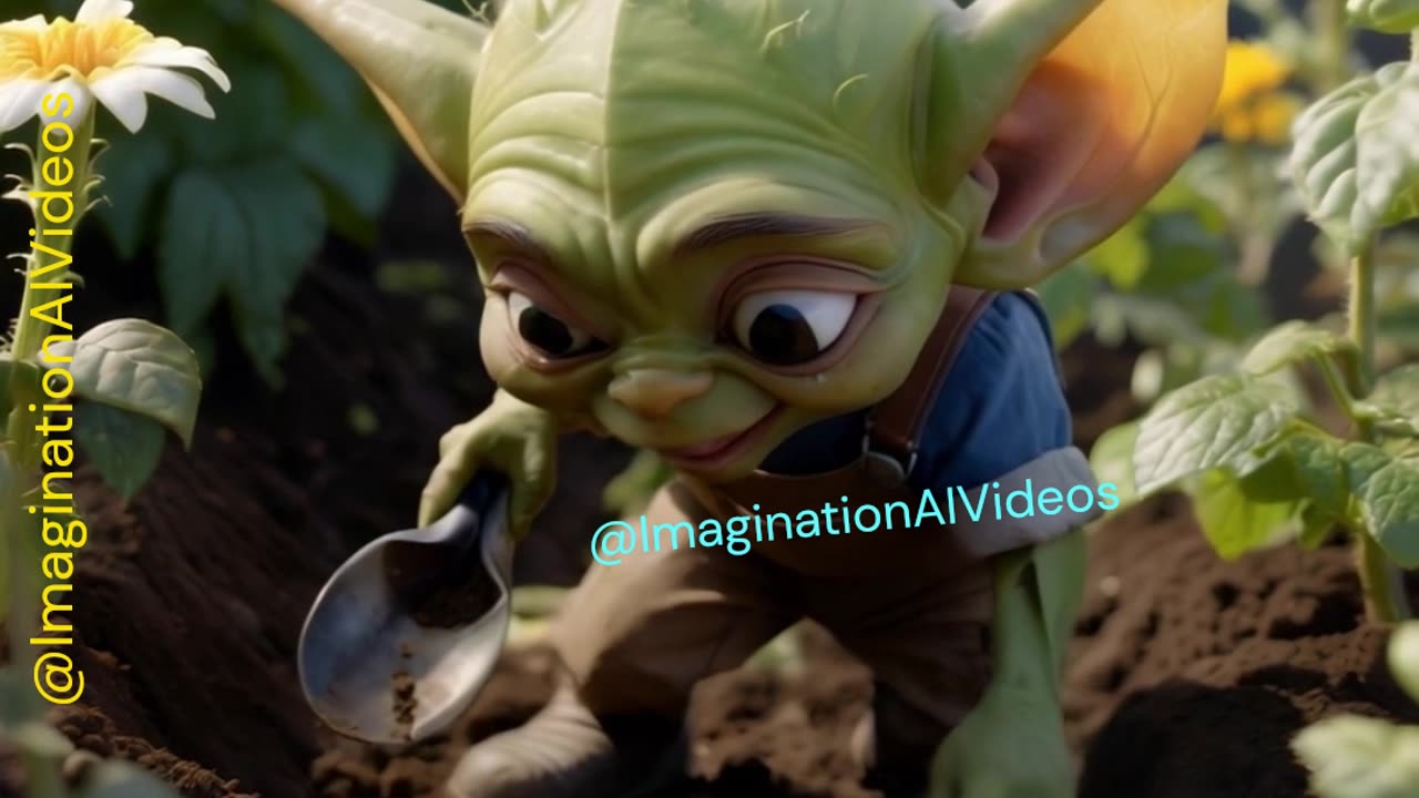 Baby Yoda Planting Seeds In His Farm