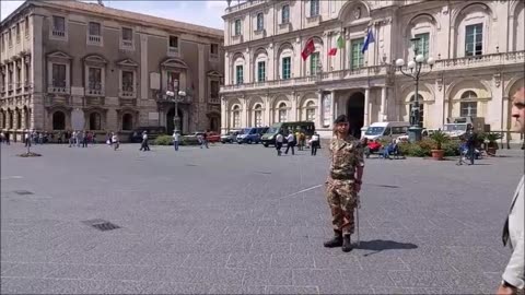 Troop Inspection and the Raising of the Flag of Italy in Catania, Sicily