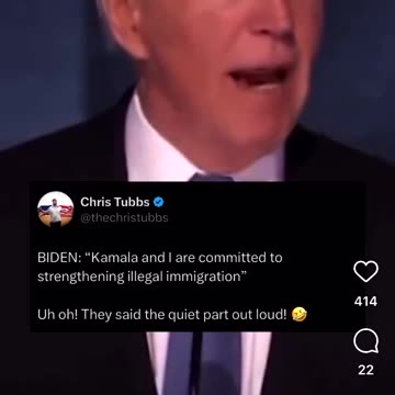 Joe Biden at DNC " Kamala and I are COMMITTED to STRENGTHENING ILLEGAL IMMIGRATION!"