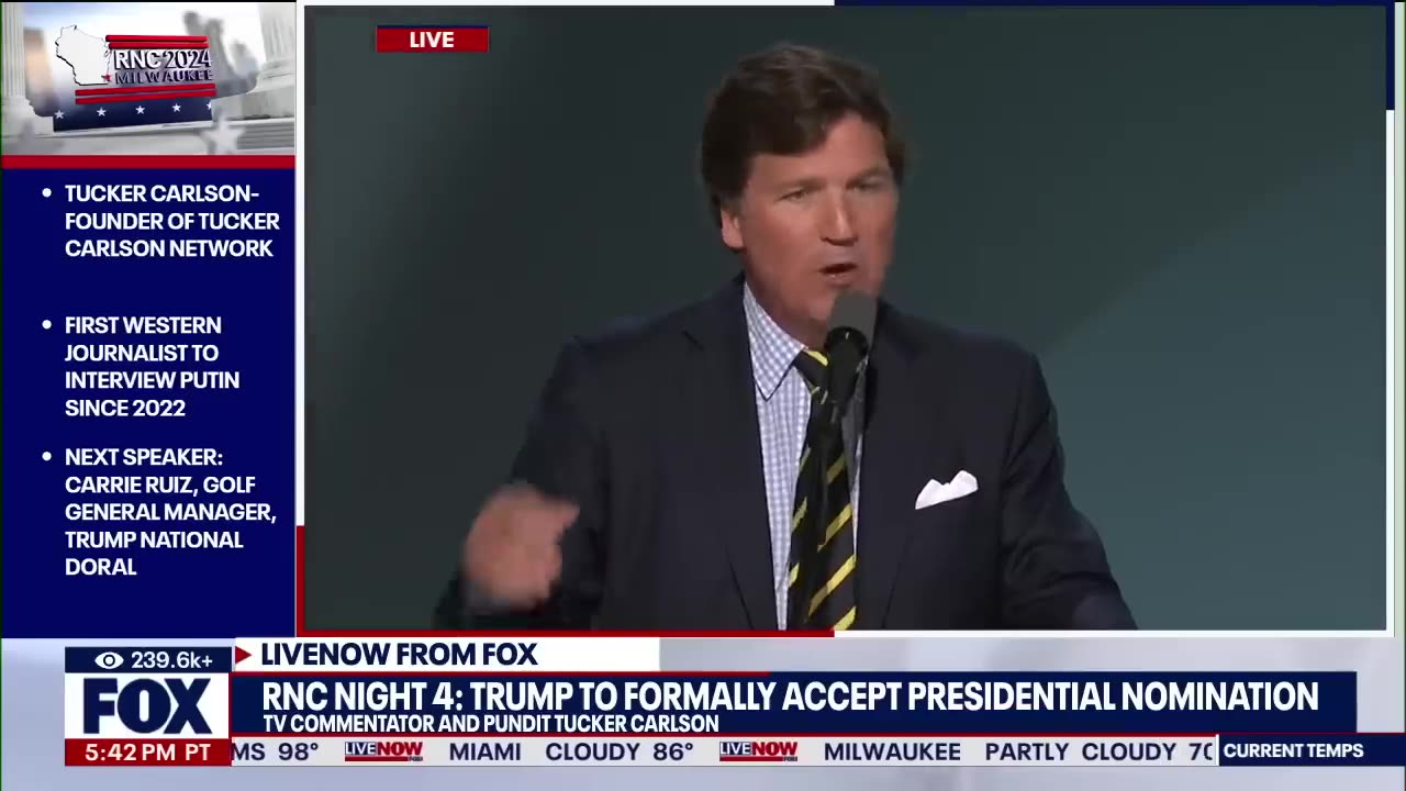 Tucker Carlson Live RNC 2024 Convention (Full Speech) Must watch!!