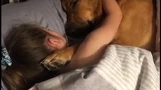 Kid Prefers To Go Back To Sleep With Her Doggy