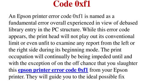 How To Fix Epson Printer Error Code 0xf1