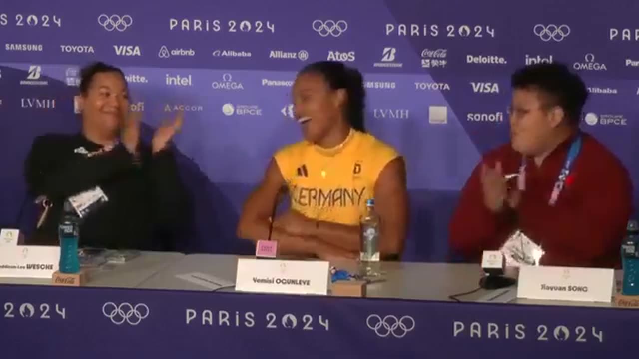 Olympic gold medalist Yemisi Ogunleye praises Jesus during her press conference