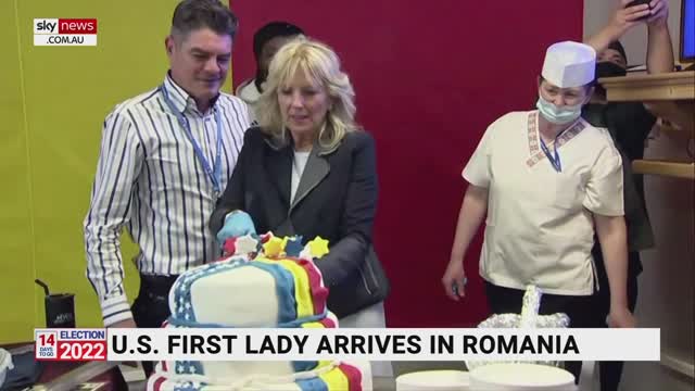 US First Lady Jill Biden arrives in Romania