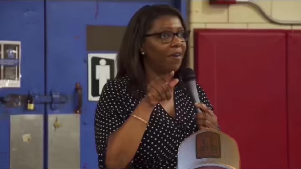 Attorney General Letitia James goes on rant about Trump and gets mic cut by community members