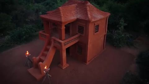 Building A Modern Mud House Construction Tile Roof by Traditional tools