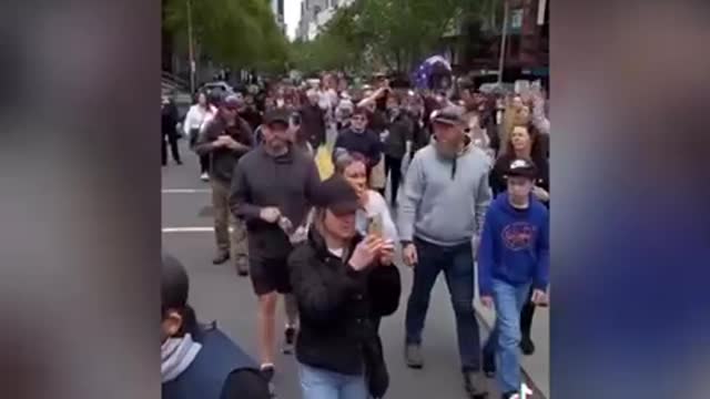 Sack Dan Andrews commie tyranny rally continued in Melbourne Australia