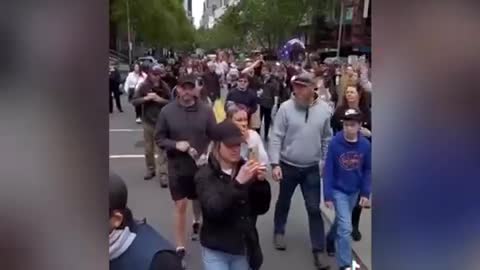 Sack Dan Andrews commie tyranny rally continued in Melbourne Australia