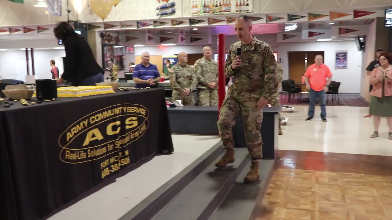 Fort McCoy Garrison commander provides remarks during Army Community Service birthday celebration