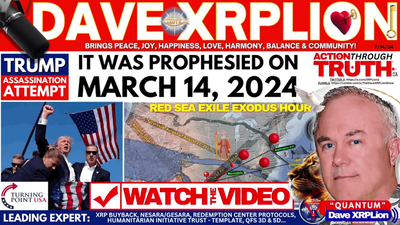 Dave XRPLion 14 MARCH 2024- TRUMP ASSASSINATION PROPHESIED & MORE MUST WATCH TRUMP NEWS