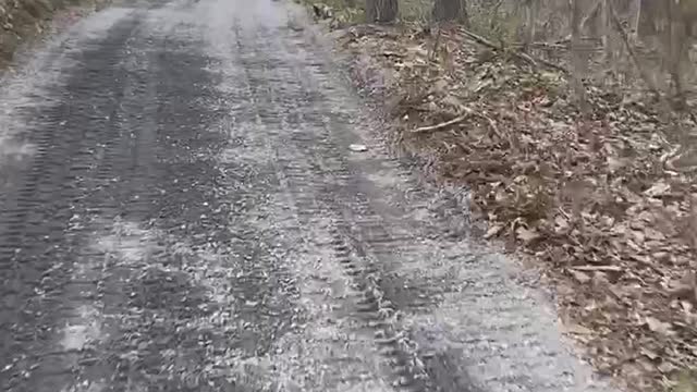 The driveway after grade and gravel
