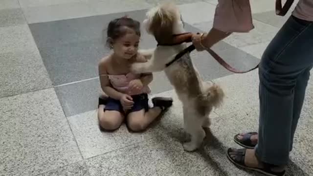 Little Girl so excited to meet my Doggo at the airport.🐶🐾