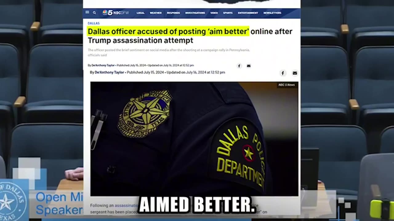 Alex Stein- I confronted the Mayor of Dallas for cheating on his wife & not condemning Dallas police sergeant Arturo Martinez who posted “Aim Better” after the Trump Assassination attempt