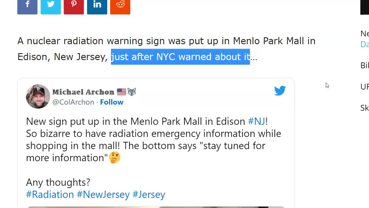 Nuclear Radiation Warning Sign Put Up In New Jersey Mall