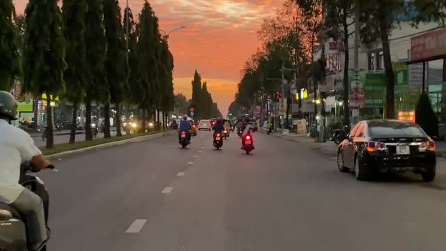 Beautiful street sunset in Vietnam.