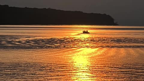 Sun set on lake superior